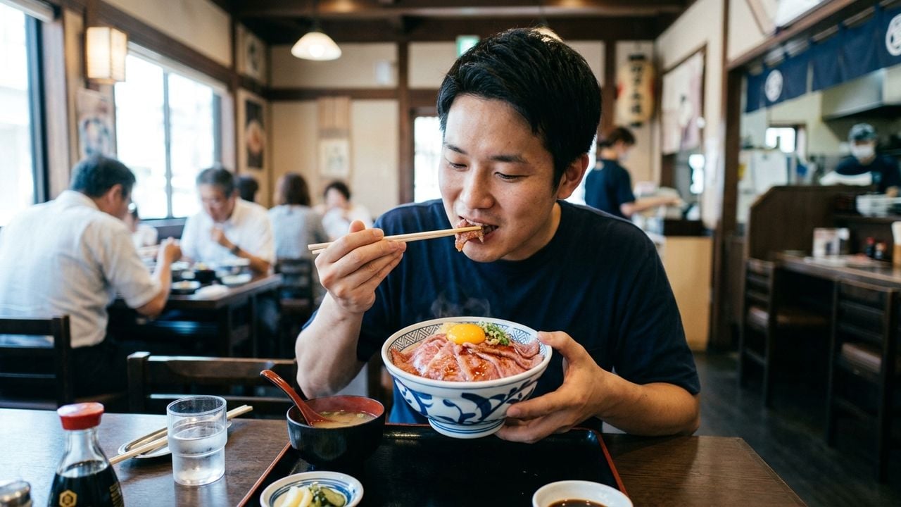名古屋 传统 日本 午餐 侍 时代 就 选 元祖 生和牛盖饭 顶