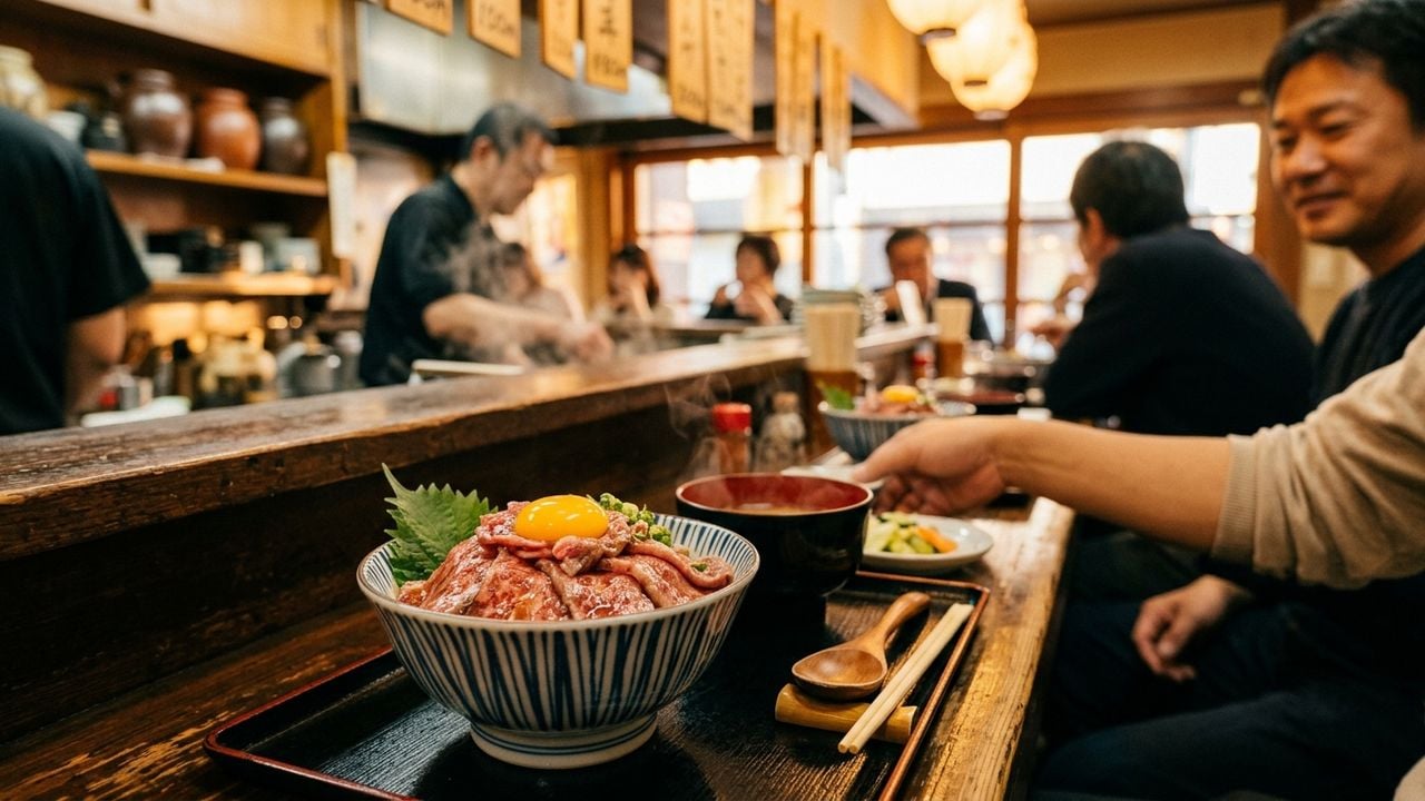 IG Arena 附近 午餐 就 选 元祖 生和牛盖饭 顶|大须 独家 一杯