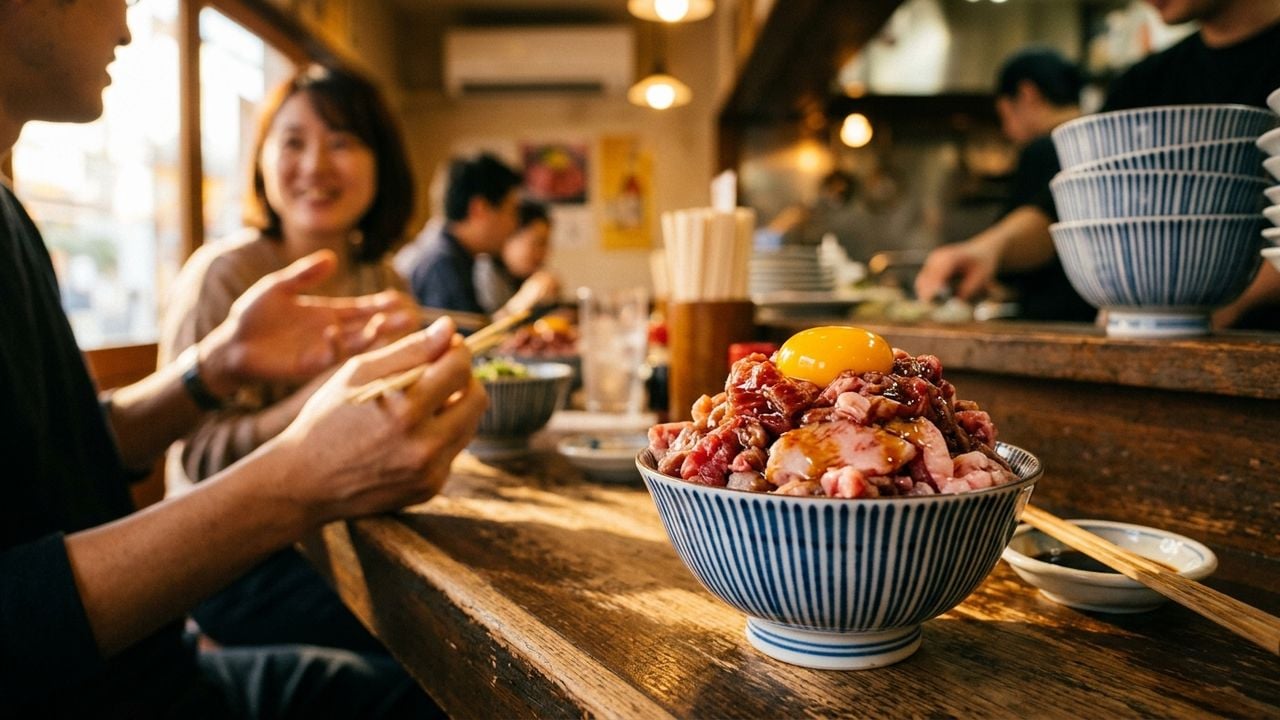 日本 独家 生和牛盖饭 就 是 元祖 生和牛盖饭 顶